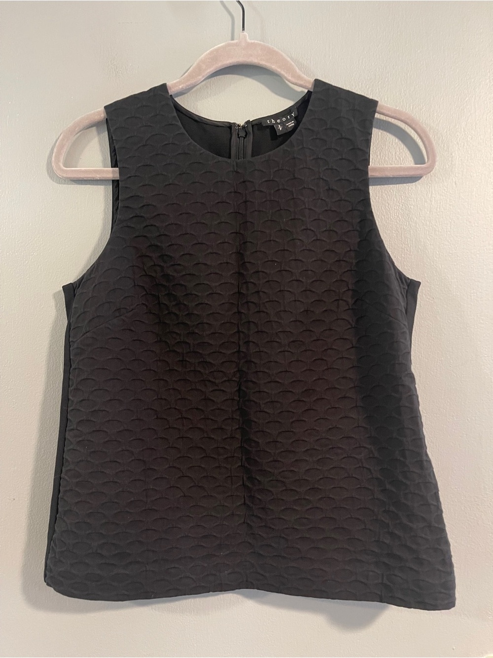 Theory Black Textured Sleeveless Shell Top Size Small